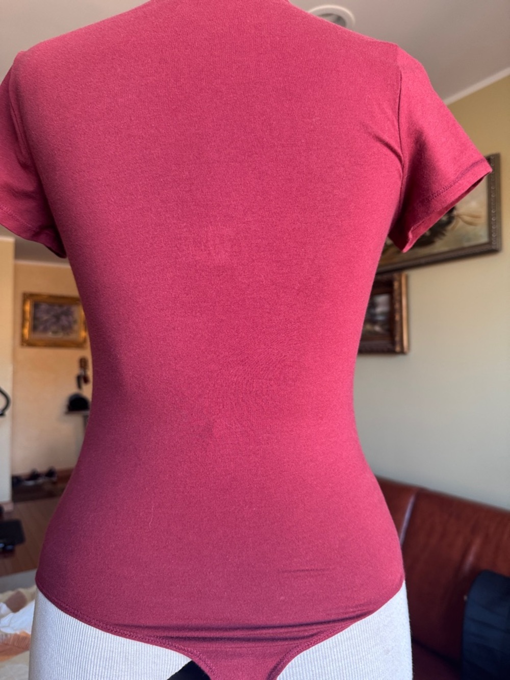 Abercrombie & Fitch Short Sleeve Bodysuit - Burgundy - Picture 3 of 7